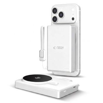 Tech-Protect PB40 LifeMag Magsafe Power Bank 10000mAh 25W Qi2.2 Бял/Сребърен Tech-Protect PB40 LifeMag Magsafe Power Bank 10000mAh 25W Qi2.2 Бял/Сребърен