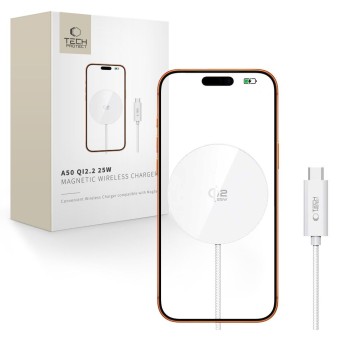 TECH-PROTECT A50 Магнитна MagSafe безжична зарядна 25W Qi2.2 White