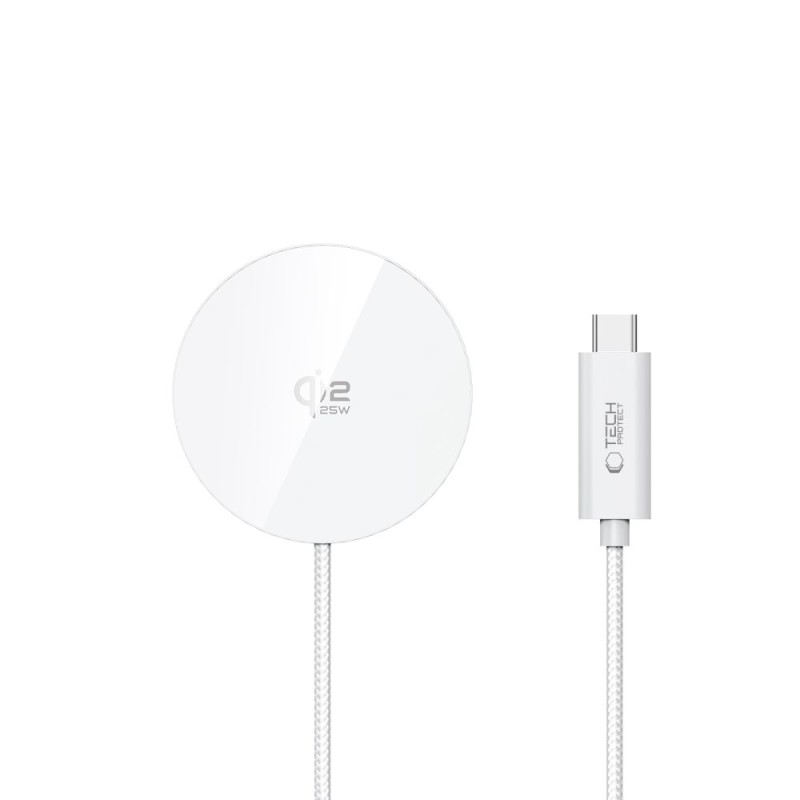 TECH-PROTECT A50 Магнитна MagSafe безжична зарядна 25W Qi2.2 White - TECH-PROTECT A50 Магнитна MagSafe безжична зарядна 25W Qi2.2 White - 5906302339389