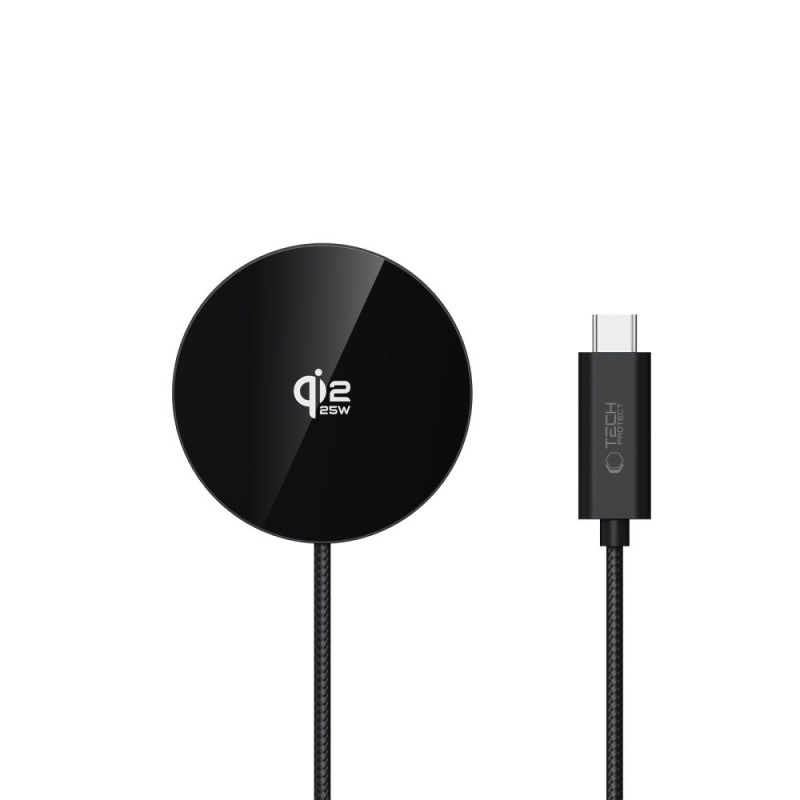 TECH-PROTECT A50 Магнитно MagSafe безжично зарядно 25W Qi2.2 (черно) - 5906302339396