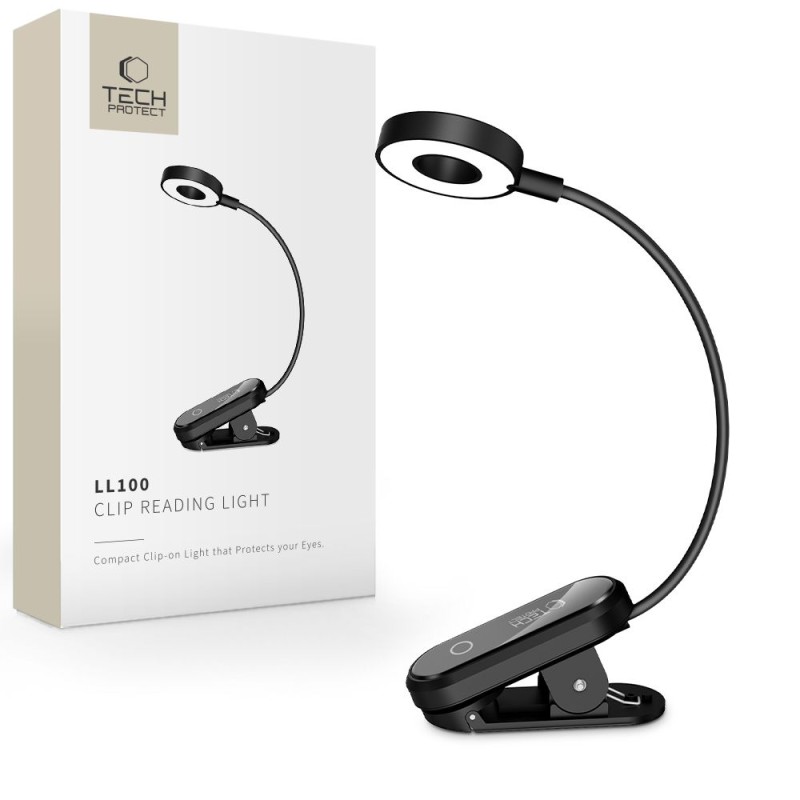 TECH-PROTECT LL100 Клипс лампа за четене BLACK - TECH-PROTECT LL100 Клипс лампа за четене BLACK - 5906302339488