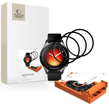 Хибридно стъкло Tech-Protect Easy Set Flex+ 3-PACK за Xiaomi Watch 5 (черно)
