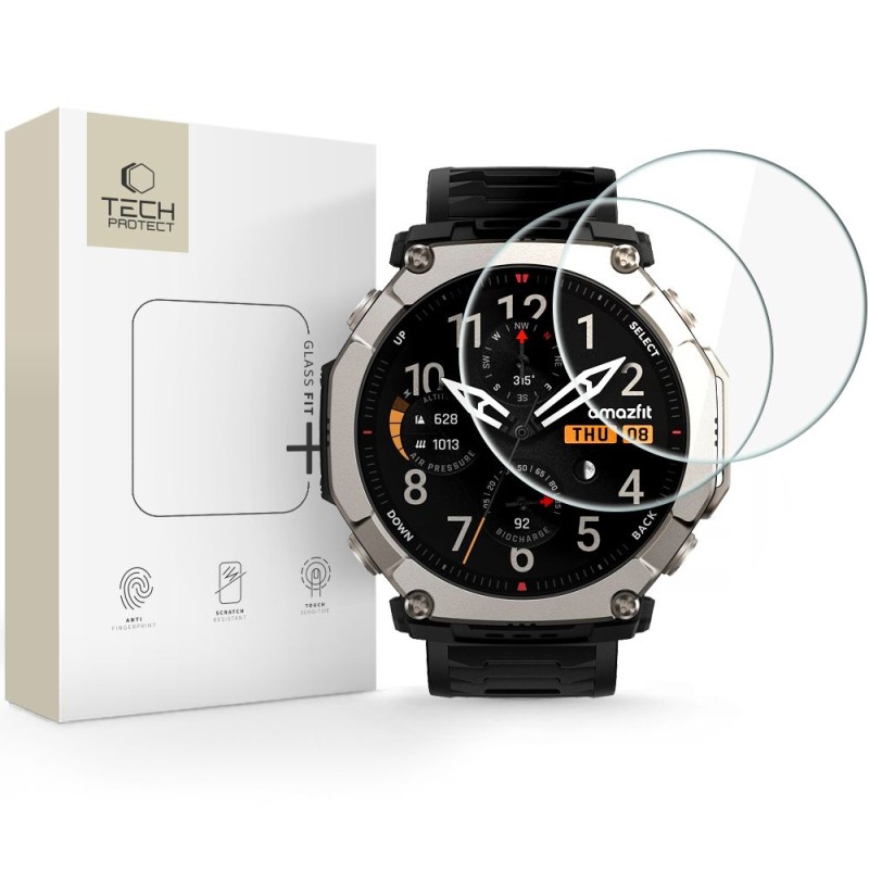 Tech-Protect Glass Fit+ 2-пак закалено стъкло за Amazfit T-Rex Ultra 2 (Clear) - Tech-Protect Glass Fit+ 2-пак закалено стъкло за Amazfit T-Rex Ultra 2 (Clear) - 5906302339808