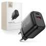TECH-PROTECT NCA65W-GAN 2-портова мрежова зарядна с PD 65W и QC3.0, черна (Black)
