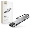 TECH-PROTECT HB09 8в1 хъб за Type-C: USB-A 3.0, USB-C 3.0, HDMI 4K 60Hz, SD/TF, PD 100W, RJ45 Gigabit, Space Grey - TECH-PROTECT HB09 8в1 хъб за Type-C: USB-A 3.0, USB-C 3.0, HDMI 4K 60Hz, SD/TF, PD 100W, RJ45 Gigabit, Space Grey - 5906302340033