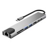 TECH-PROTECT HB09 8в1 хъб за Type-C: USB-A 3.0, USB-C 3.0, HDMI 4K 60Hz, SD/TF, PD 100W, RJ45 Gigabit, Space Grey - TECH-PROTECT HB09 8в1 хъб за Type-C: USB-A 3.0, USB-C 3.0, HDMI 4K 60Hz, SD/TF, PD 100W, RJ45 Gigabit, Space Grey - 5906302340033