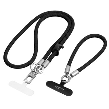 TECH-PROTECT C10S Rope crossbody & wrist Black/Titanium (комплект две каишки с адаптери)