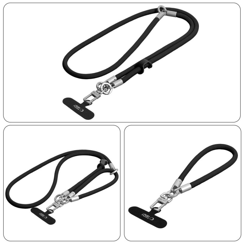 TECH-PROTECT C10S Rope crossbody & wrist Black/Titanium (комплект две каишки с адаптери) - TECH-PROTECT C10S Rope crossbody & wrist Black/Titanium (комплект две каишки с адаптери) - 5906302340088