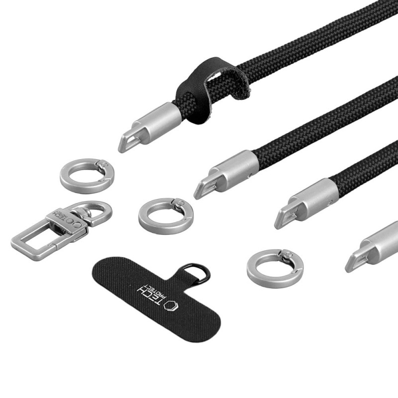 TECH-PROTECT C10S Rope crossbody & wrist Black/Titanium (комплект две каишки с адаптери) - TECH-PROTECT C10S Rope crossbody & wrist Black/Titanium (комплект две каишки с адаптери) - 5906302340088