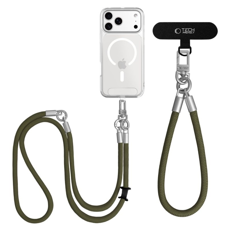 TECH-PROTECT C10S Rope Crossbody & Wrist (шнур) Olive Green/Titanium - 5906302340101