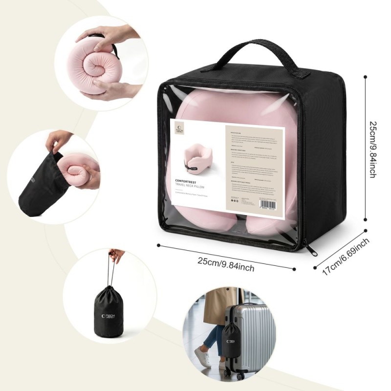 Tech-Protect ComfortRest Travel Neck Pillow Pink - 5906302340125