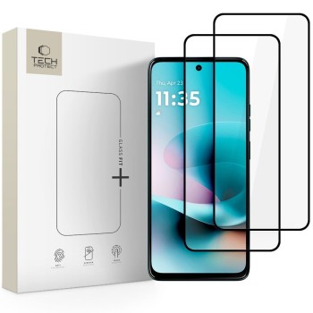 Tech-Protect Glass Fit+ закалено стъкло за Motorola Moto G57 / G57 Power / G67 Power (черно) – 2 броя