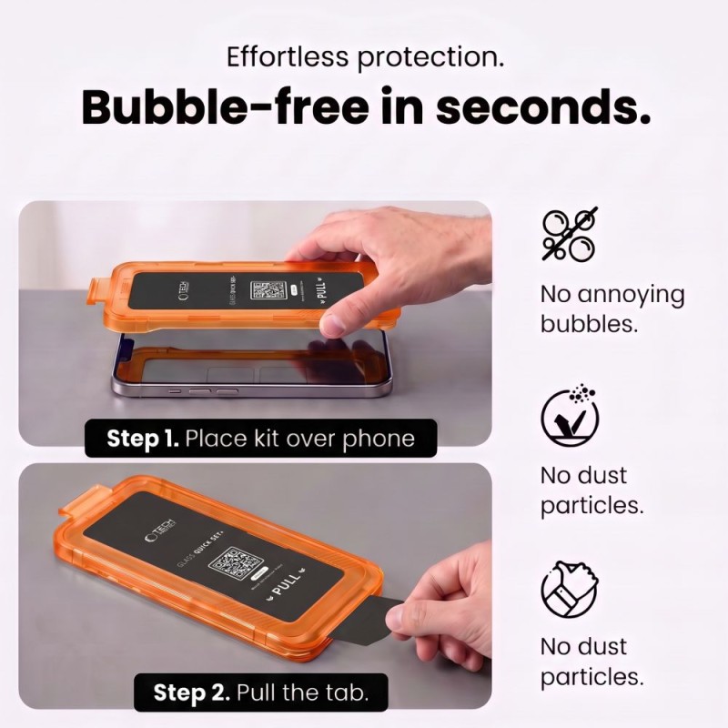 Стъклено защитно темперирано Tech-Protect Quick Set+ (2 бр.) за iPhone 17 Pro / 18 Pro Black Стъклено защитно темперирано Tech-Protect Quick Set+ (2 бр.) за iPhone 17 Pro / 18 Pro Black