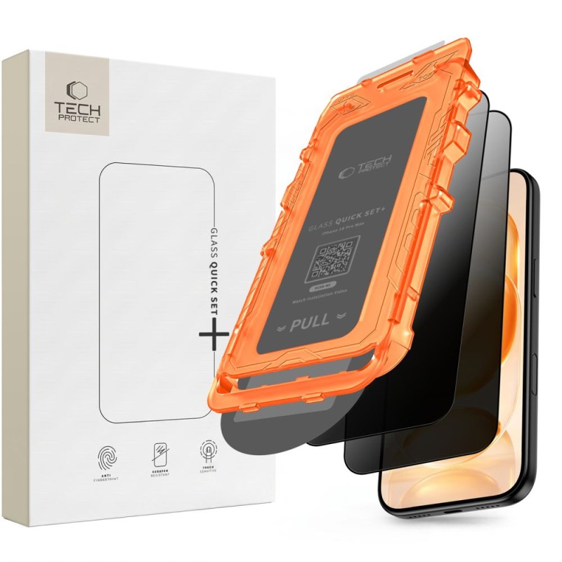 Tech-Protect Quick Set Spy+ – privacy закалено стъкло за iPhone 18 Pro (2 бр.) Tech-Protect Quick Set Spy+ – privacy закалено стъкло за iPhone 18 Pro (2 бр.)