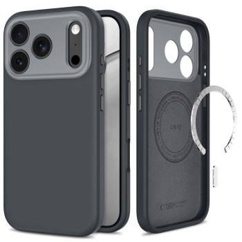 TECH-PROTECT UNIQ MagSafe CC силиконов кейс за iPhone 17 Pro Max / 18 Pro Max (Charcoal Grey)