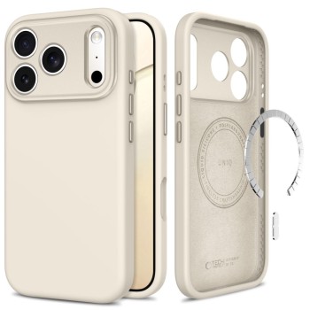 TECH-PROTECT UNIQ MagSafe CC силиконов кейс за iPhone 17 Pro Max / 18 Pro Max Titanium (микрофибър + PC подсилване)