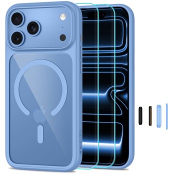 TECH-PROTECT MagOne MagSafe CC + Glass 2-пакет за iPhone 17 Pro Max / 18 Pro Max (светлосиньо/прозрачно)