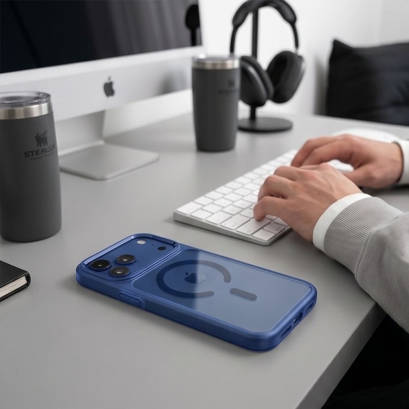 TECH-PROTECT MAGMAT MagSafe CC кейс за iPhone 17 Pro Max / 18 Pro Max Deep Blue/Clear