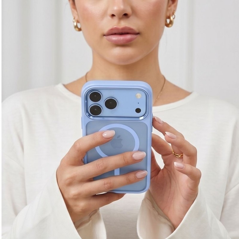 TECH-PROTECT Magmat Magsafe CC кейс за iPhone 17 Pro / 18 Pro Light Blue/Clear