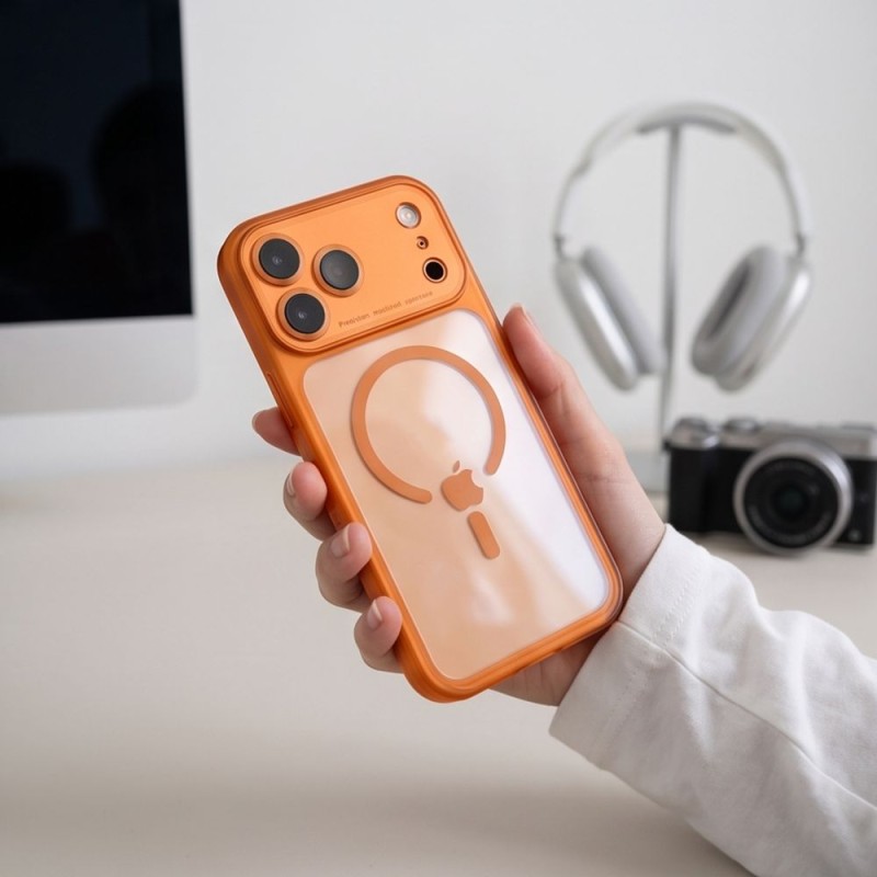 TECH-PROTECT MagPeak MagSafe CC кейс за iPhone 17 Pro Max / 18 Pro Max Cosmic Orange/Clear TECH-PROTECT MagPeak MagSafe CC кейс за iPhone 17 Pro Max / 18 Pro Max Cosmic Orange/Clear