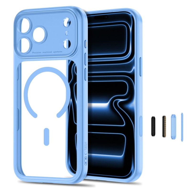 TECH-PROTECT MagPeak MagSafe CC кейс за iPhone 17 Pro / 18 Pro Light Blue/Clear TECH-PROTECT MagPeak MagSafe CC кейс за iPhone 17 Pro / 18 Pro Light Blue/Clear