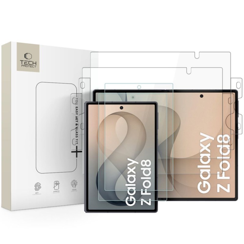 Tech-Protect Easy Set Foil & Glass Fit+ 4in1 (2x фолио + 2x закалено стъкло) за Samsung Galaxy Z Fold 8 Clear Tech-Protect Easy Set Foil & Glass Fit+ 4in1 (2x фолио + 2x закалено стъкло) за Samsung Galaxy Z Fold 8 Clear