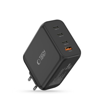 Tech-Protect NC200W-GAN мрежово зарядно 200W GaN, 4 порта (3x Type-C + 1x USB-A), PD + QC3.0, черно Tech-Protect NC200W-GAN мрежово зарядно 200W GaN, 4 порта (3x Type-C + 1x USB-A), PD + QC3.0, черно
