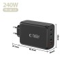 TECH-PROTECT NC240W-GAN мрежово зарядно 4-портово 240W, PD, QC3.0 (черно) - TECH-PROTECT NC240W-GAN мрежово зарядно 4-портово 240W, PD, QC3.0 (черно) - 5906302352364