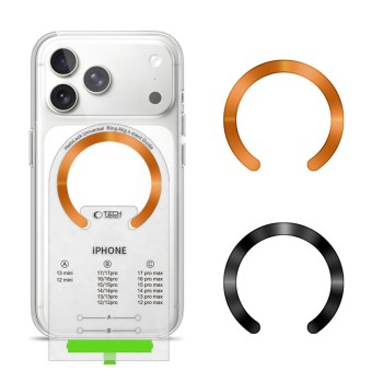 TECH-PROTECT MMP-210 Магнитен MagSafe пръстен 2 броя Black & Cosmic Orange