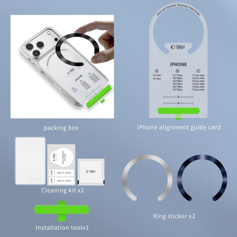 Tech-Protect MMP-210 Магнитен MagSafe пръстен 2 броя Deep Blue & Silver - Tech-Protect MMP-210 Магнитен MagSafe пръстен 2 броя Deep Blue & Silver - 5906302352555