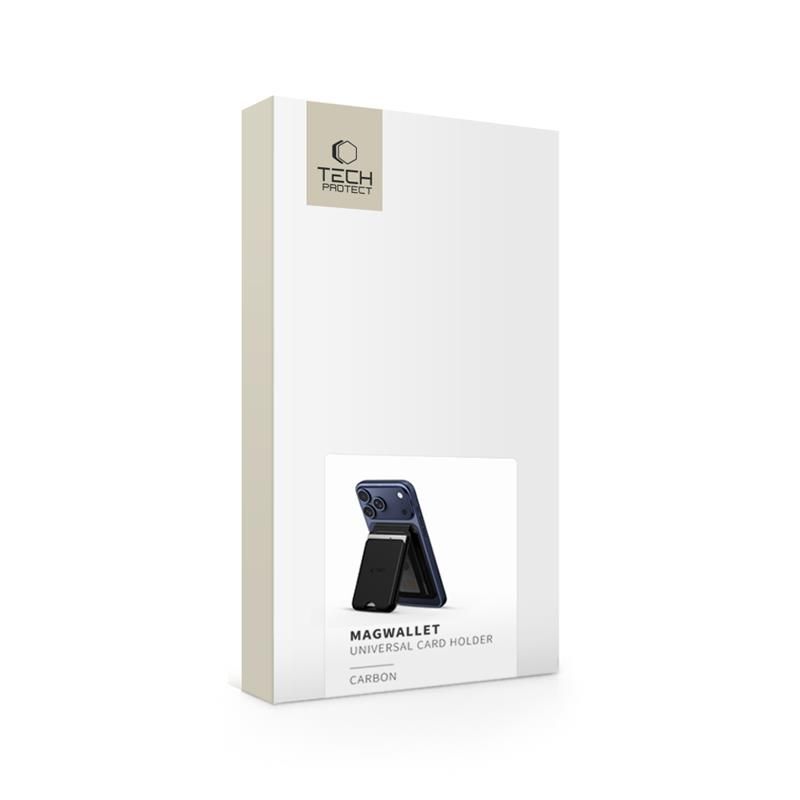 TECH-PROTECT MagWallet Stand MagSafe универсален RFID магнитен държач за карти Carbon (карбонов) - TECH-PROTECT MagWallet Stand MagSafe универсален RFID магнитен държач за карти Carbon (карбонов) - 5906302352784