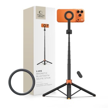 Tech-Protect L10S MagSafe Bluetooth selfie stick статив черно/оранжев