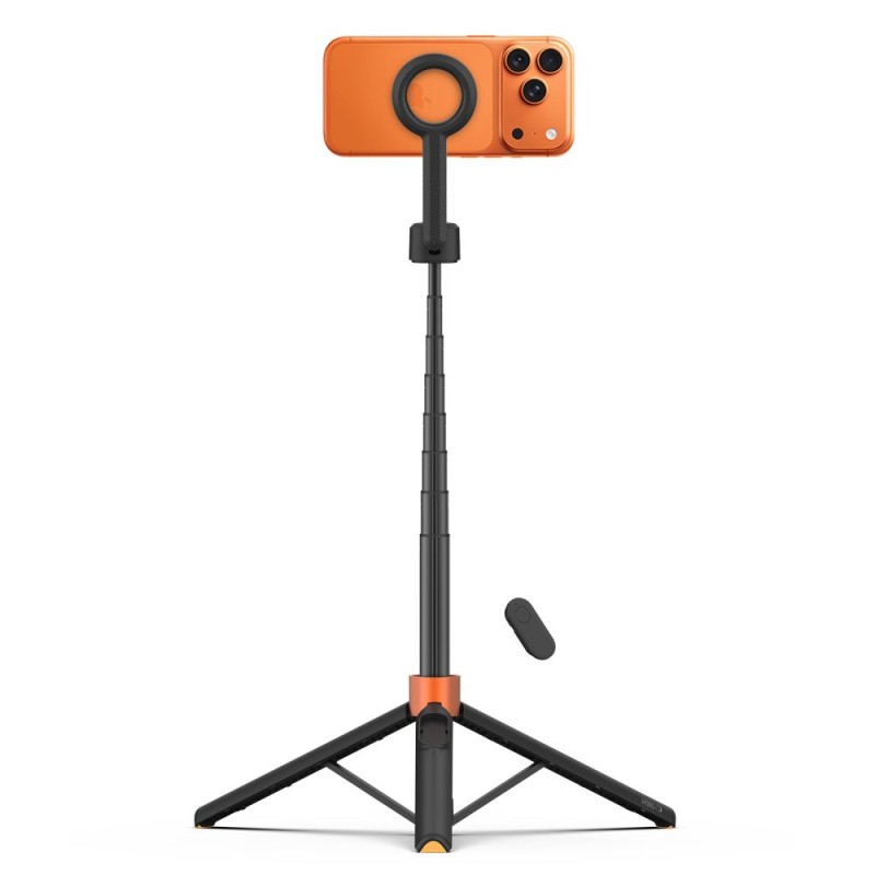 Tech-Protect L10S MagSafe Bluetooth selfie stick статив черно/оранжев - Tech-Protect L10S MagSafe Bluetooth selfie stick статив черно/оранжев - 5906302352807