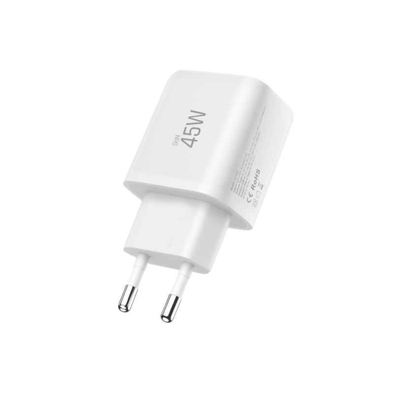 Tech-Protect NCA45W-GAN 2-портов мрежов зарядeн PD 45W / QC3.0 + Type-C кабел 100 см (бял) - Tech-Protect NCA45W-GAN 2-портов мрежов зарядeн PD 45W / QC3.0 + Type-C кабел 100 см (бял) - 5906302352814