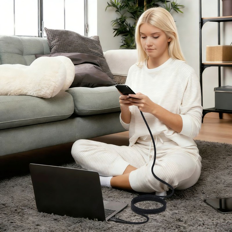TECH-PROTECT UB11T ULTRABOOST USB-C кабел PD 240W / QC3.0, 200 см, черен - 5906302353132
