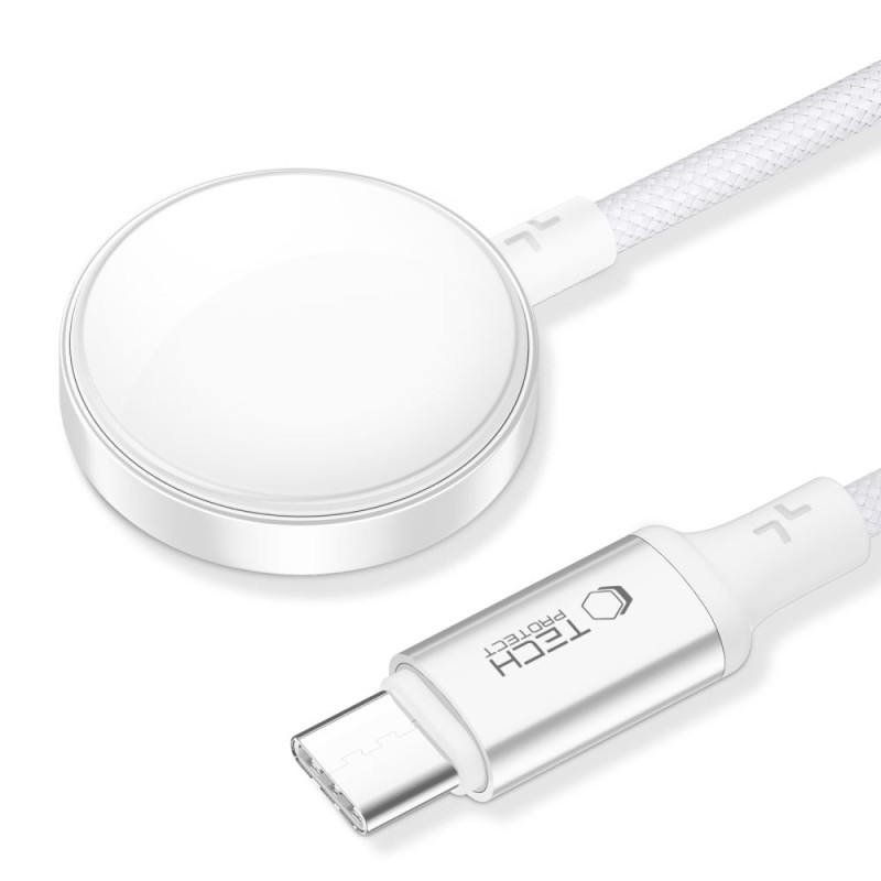 Tech-Protect MC02 UltraBoost магнитен заряден кабел Type-C за Apple Watch, 100 см, бял - Tech-Protect MC02 UltraBoost магнитен заряден кабел Type-C за Apple Watch, 100 см, бял - 5906302360086