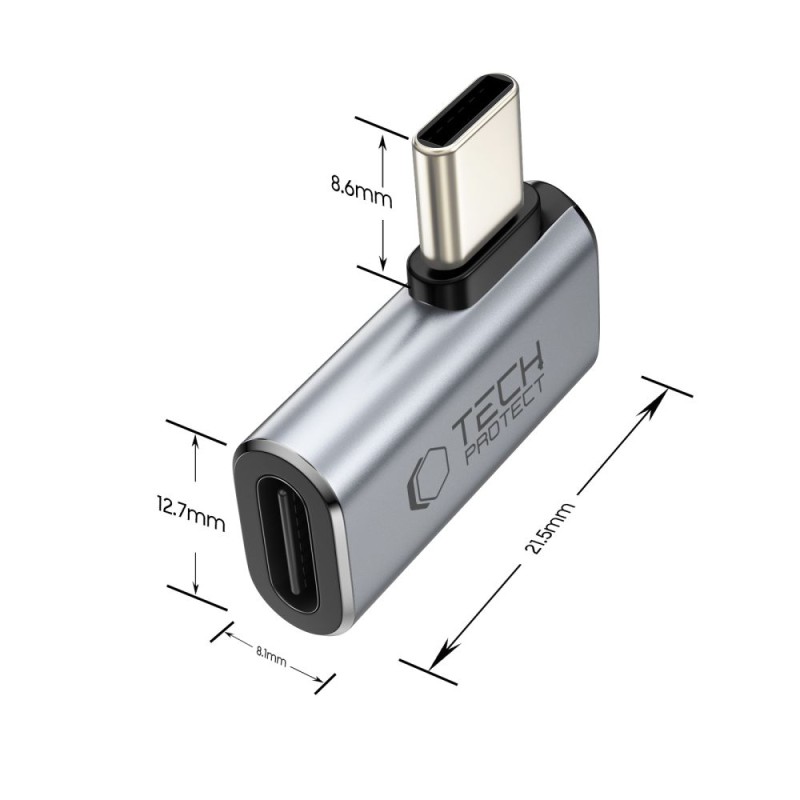 Tech-Protect UltraBoost AA01 ъглов адаптер USB-C (Type-C) сив - 5906302360284