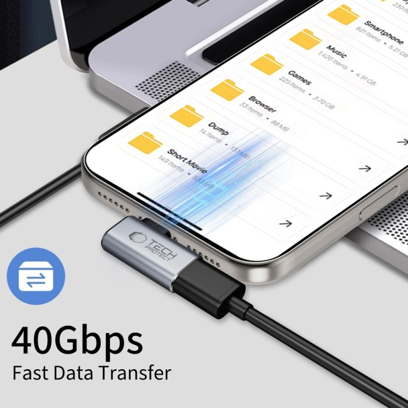 Tech-Protect UltraBoost AA01 ъглов адаптер USB-C (Type-C) сив - 5906302360284