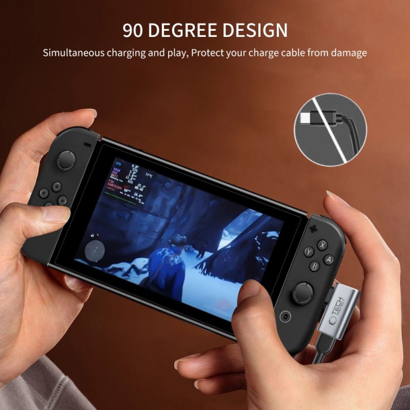 Tech-Protect UltraBoost AA01 ъглов адаптер USB-C (Type-C) сив - 5906302360284