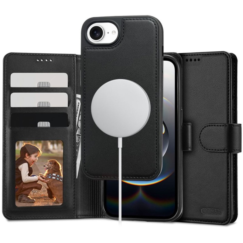 TECH-PROTECT Wallet MagSafe за iPhone 16E / 17E, матово черно - TECH-PROTECT Wallet MagSafe за iPhone 16E / 17E, матово черно - 5906302360291