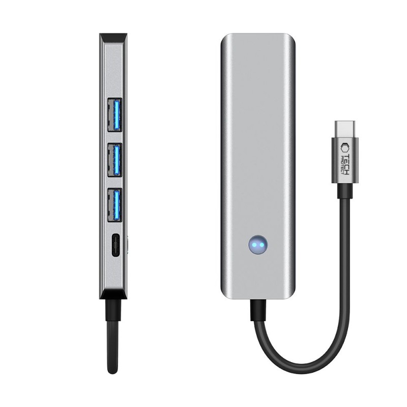 Tech-Protect HB01 HUB адаптер 5в1 Type-C + USB 3.0 + HDMI 4K/60Hz + PD100W, space grey - Tech-Protect HB01 HUB адаптер 5в1 Type-C + USB 3.0 + HDMI 4K/60Hz + PD100W, space grey - 5906302360529