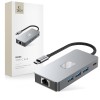 Tech-Protect HB05 HUB адаптер 9в1 Type-C + USB 2.0/3.0 + HDMI 4K 60Hz + SD/TF + PD 100W + RJ45 1000M Space Grey - 5906302360543