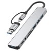 TECH-PROTECT HB06 Хъб адаптер 8в1 USB-C + USB 2.0 + USB 3.0 + SD/TF + AV 3.5, space grey - TECH-PROTECT HB06 Хъб адаптер 8в1 USB-C + USB 2.0 + USB 3.0 + SD/TF + AV 3.5, space grey - 5906302360550