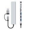 TECH-PROTECT HB06 Хъб адаптер 8в1 USB-C + USB 2.0 + USB 3.0 + SD/TF + AV 3.5, space grey - TECH-PROTECT HB06 Хъб адаптер 8в1 USB-C + USB 2.0 + USB 3.0 + SD/TF + AV 3.5, space grey - 5906302360550