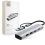 Tech-Protect HB03 HUB адаптер 5в1 Type-C + USB 2.0 + USB 3.0 + RJ45, space grey