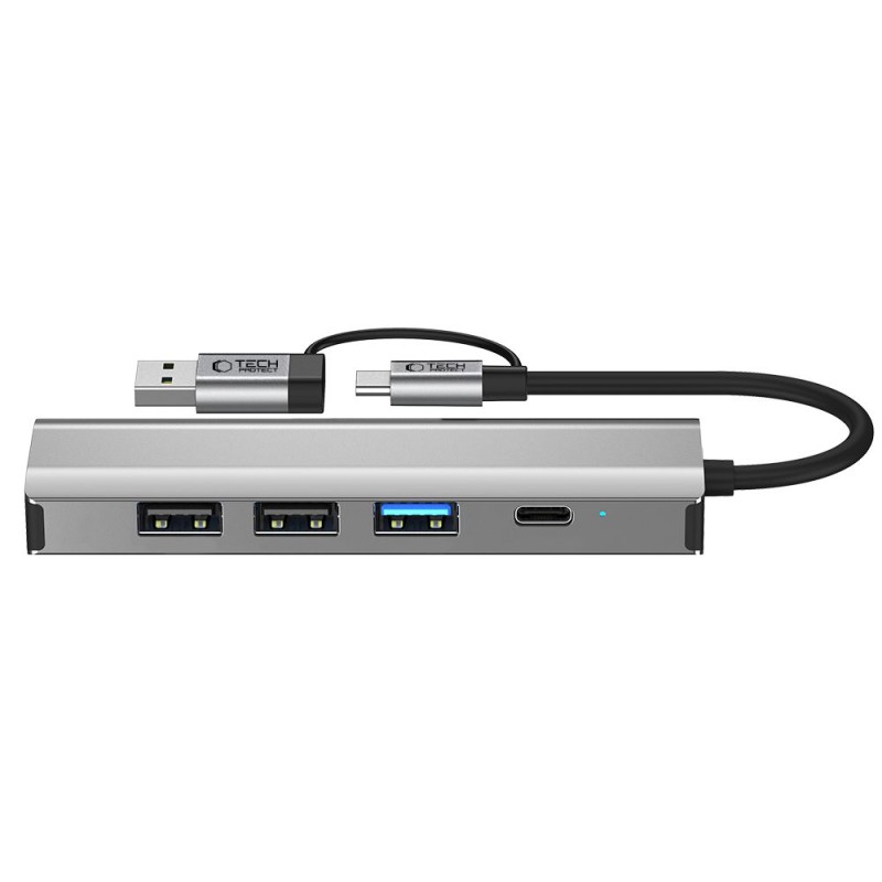 Tech-Protect HB03 HUB адаптер 5в1 Type-C + USB 2.0 + USB 3.0 + RJ45, space grey - Tech-Protect HB03 HUB адаптер 5в1 Type-C + USB 2.0 + USB 3.0 + RJ45, space grey - 5906302360567
