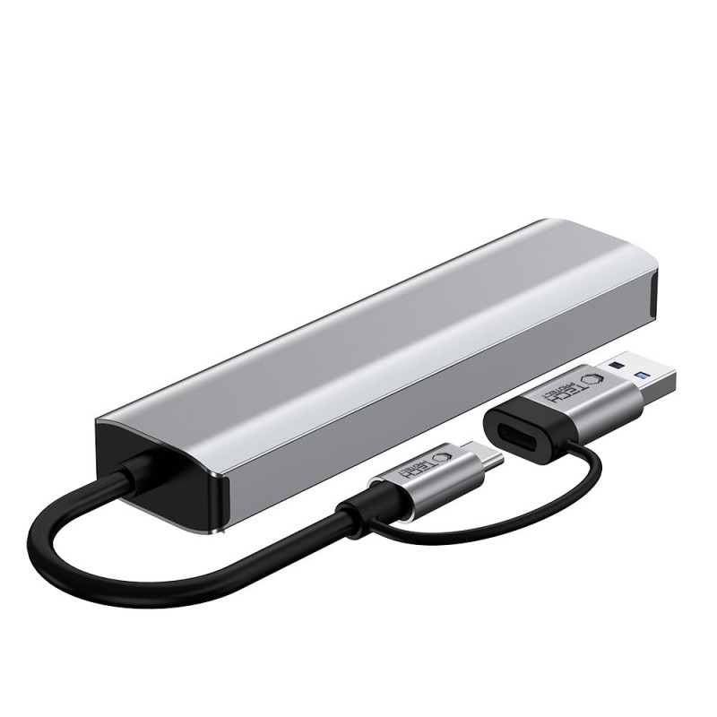 Tech-Protect HB03 HUB адаптер 5в1 Type-C + USB 2.0 + USB 3.0 + RJ45, space grey - Tech-Protect HB03 HUB адаптер 5в1 Type-C + USB 2.0 + USB 3.0 + RJ45, space grey - 5906302360567