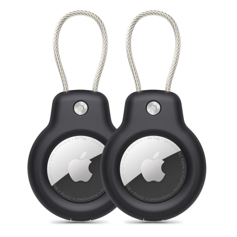 Tech-Protect Rough Vein 2-Pack за Apple AirTag 1/2 Black (2 брелока) - 5906302360727
