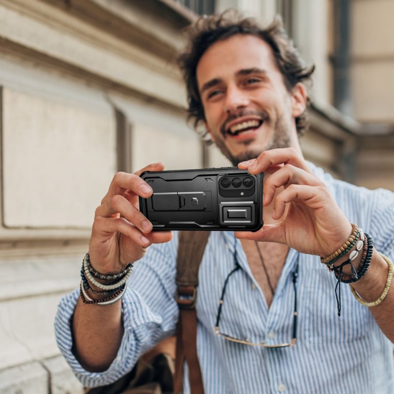 Tech-Protect Kevlar Cam+ калъф с броня + стойка за Samsung Galaxy A56 5G, черен - Tech-Protect Kevlar Cam+ калъф с броня + стойка за Samsung Galaxy A56 5G, черен - 5906302360833