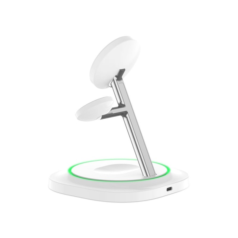 Tech-Protect QI15W-A46 3в1 магнитно MagSafe безжично зарядно, бяло - Tech-Protect QI15W-A46 3в1 магнитно MagSafe безжично зарядно, бяло - 5906302361007